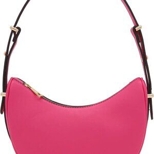 Small Crescent Smooth Faux Leather Underarm Shoulder Bag